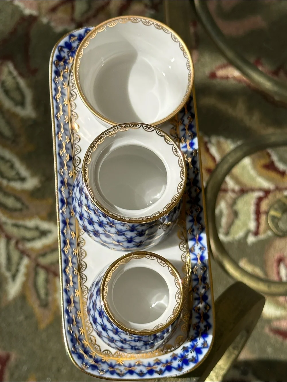 LOMONOSOV PORCELAIN SET, 4USSR, ST, ST. PETERSBURG Blue and White